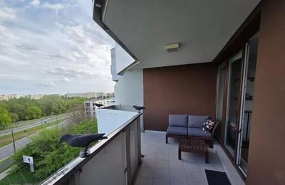 Long-term rental spacious 2-room apartment with terrace in Mokotów district, Warsaw, Poland