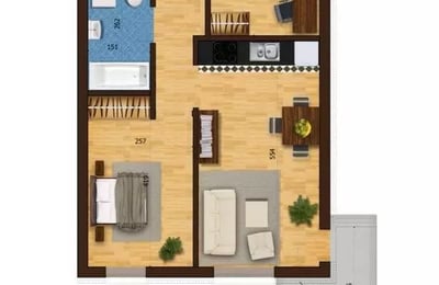 Long-term rental of a 3-room apartment 48m² in Krakow, Poland