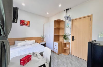 Bright studio apartment with balcony for rent near the beach, Da Nang, Vietnam