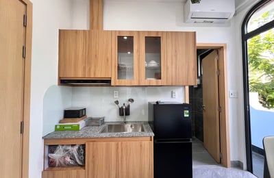 Bright studio apartment with balcony for rent near the beach, Da Nang, Vietnam