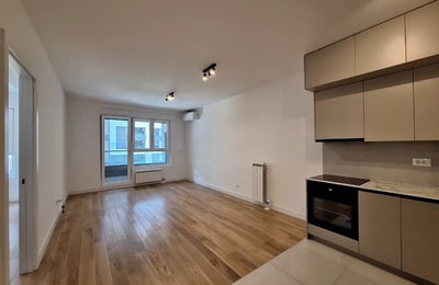 Alquiler de apartamento de 53 m² en el complejo residencial prémium Newport, distrito de Novi Beograd, Belgrado, Serbia