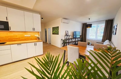 Location d’un appartement meublé de trois pièces dans un immeuble neuf, 74 m², Petržalka, Bratislava, Slovaquie