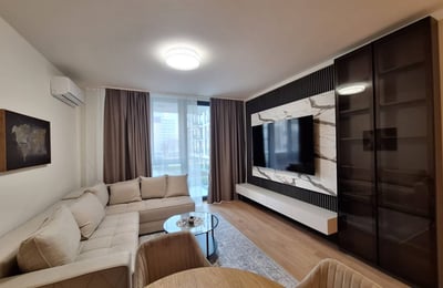Rent of an absolutely new three-room apartment in the premium BW Sensa residential complex, 74 m², Belgrade, Serbia