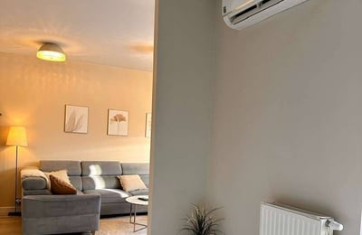 Rent of a modern two-room apartment, 52 m², with a private garden, Jelonki Południowe, Warsaw, Poland