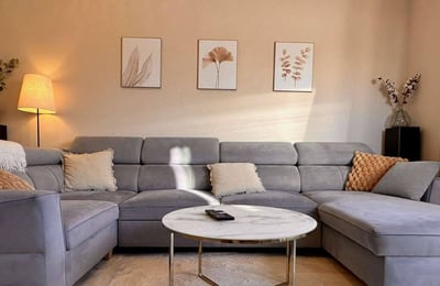 Rent of a modern two-room apartment, 52 m², with a private garden, Jelonki Południowe, Warsaw, Poland