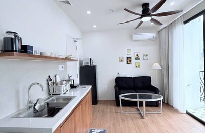 Bright furnished studio apartment with balcony for rent, Son Tra, Da Nang, Vietnam