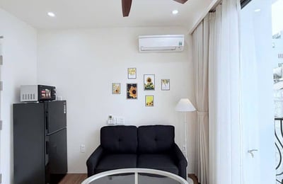 Bright furnished studio apartment with balcony for rent, Son Tra, Da Nang, Vietnam