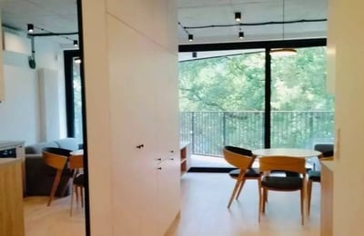 Long-term rental of a two-room apartment with a balcony at Browary Warszawskie, Wola, Warsaw