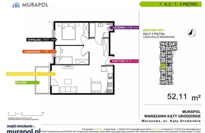 Долгосрочная аренда, Варшава, Białołęka: 3-комнатная квартира 52 м²