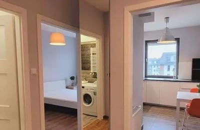 Long-term rental modern 2-room apartment in prestigious new complex Ogrody Hallera, Wrocław, Poland