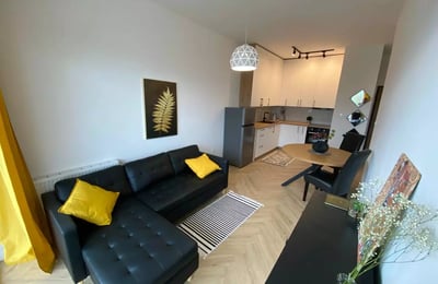 Long-term rental 2-room apartment with balcony and AC in Wrocław