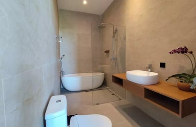 Long-term rental in Bali brand-new villa in Peliatan with pool and rice field view