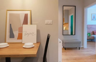 Long-term rental in Wrocław — 43 m², 3-room apartment in Angel City with separate kitchen, gym and parking