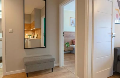 Long-term rental in Wrocław — 43 m², 3-room apartment in Angel City with separate kitchen, gym and parking