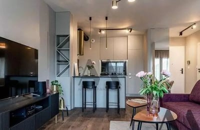 Langzeitmiete einer modernen Wohnung mit Parkplatz und Spa-Zugang, Angel City, Breslau, Polen