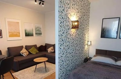 Location d’un appartement moderne d’une pièce avec chambre séparée, 28 m², Wrocław, Pologne