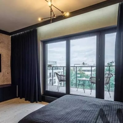 Long-term rental studio with a river view, Wrocław, Poland