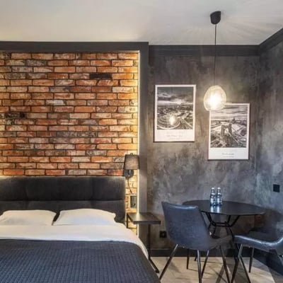 Long-term rental studio with a river view, Wrocław, Poland
