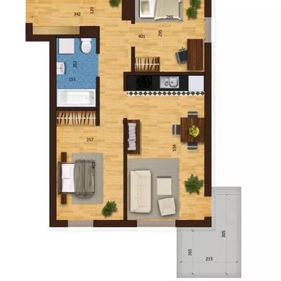 Long-term rental of a 3-room apartment 48m² in Krakow, Poland