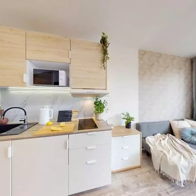 Location longue durée : studio de 19 m² à Grzegórzki, Cracovie, Pologne