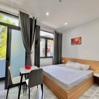 Bright studio apartment with balcony for rent near the beach, Da Nang, Vietnam