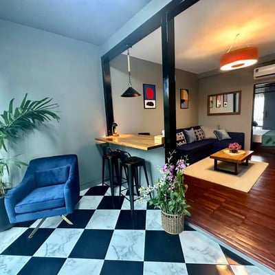 Location d'appartement moderne de 1 chambre avec vue sur le jardin et la ville à Khlong Toei Nuea, Bangkok, Thaïlande