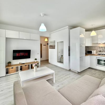 Bright and modern studio apartment rental in a new building, Bucharest, Romania