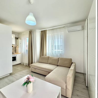 Bright and modern studio apartment rental in a new building, Bucharest, Romania