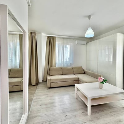 Bright and modern studio apartment rental in a new building, Bucharest, Romania