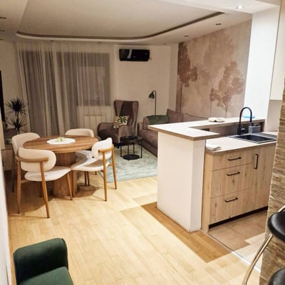 Location d'appartement moderne de 50 m² dans un immeuble récent avec vue sur le parc, district de Vračar, Belgrade, Serbie