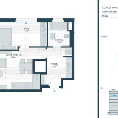Modern apartment for rent in a newly built residential building, 52 m², Hloubětín, Prague 9, Czech Republic