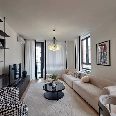 Miete einer hellen 3-Zimmer-Wohnung, 77 m², Premium-Wohnanlage BW Eterna, Belgrad, Serbien