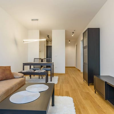 Rent of bright 2-room apartment 54 m² in the premium Wellport residential complex, New Belgrade, Belgrade, Serbia