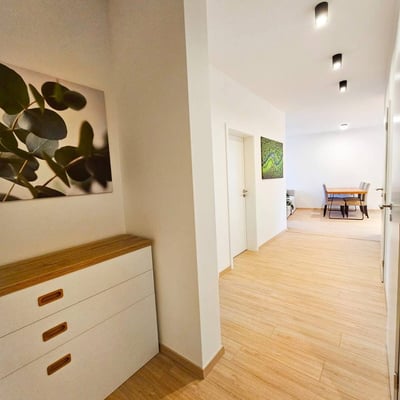 Location d’un appartement meublé de trois pièces dans un immeuble neuf, 74 m², Petržalka, Bratislava, Slovaquie