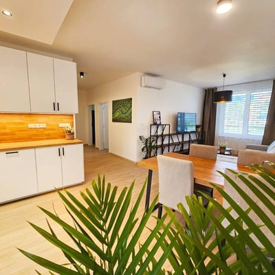 Location d’un appartement meublé de trois pièces dans un immeuble neuf, 74 m², Petržalka, Bratislava, Slovaquie