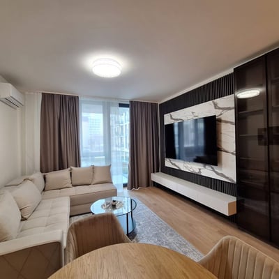 Rent of an absolutely new three-room apartment in the premium BW Sensa residential complex, 74 m², Belgrade, Serbia