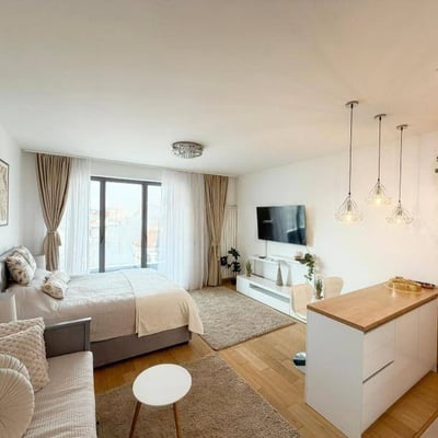 Alquiler de un estudio luminoso en un complejo residencial premium, 36 m², Belgrado, Dorćol, Serbia