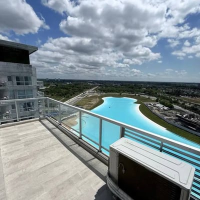 Rent of a new modern 3-room apartment with a lagoon view in Nordelta, Buenos Aires Province, Argentina