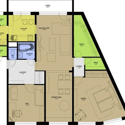 Аренда просторной 3-комнатной квартиры 94 м² в районе Karlova Ves, Братислава, Словакия