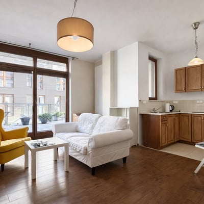 Appartement lumineux et meublé 40 m² avec terrasse à louer à Wilanów, Varsovie, Pologne