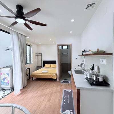 Bright furnished studio apartment with balcony for rent, Son Tra, Da Nang, Vietnam