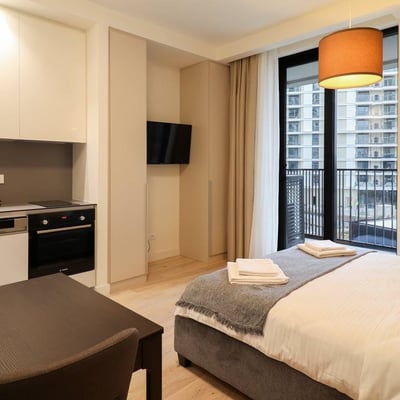 Location d'un studio douillet et moderne, 28 m², complexe BW Metropolitan, Belgrade, Serbie