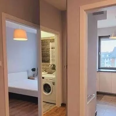 Long-term rental modern 2-room apartment in prestigious new complex Ogrody Hallera, Wrocław, Poland