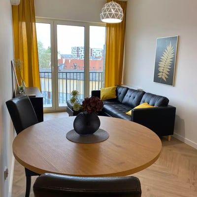 Long-term rental 2-room apartment with balcony and AC in Wrocław