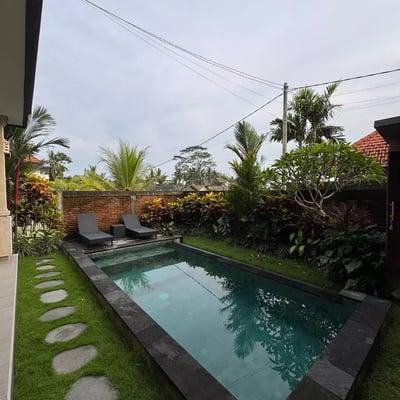 Long-term rental of a new villa with pool and rice field view, Ubud, Indonesia