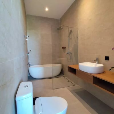 Long-term rental in Bali brand-new villa in Peliatan with pool and rice field view