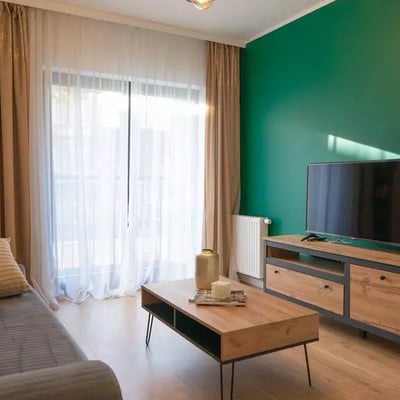 Long-term rental in Wrocław — 43 m², 3-room apartment in Angel City with separate kitchen, gym and parking