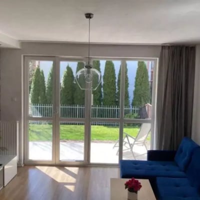 Long-term rental of a modern 50 m² 2-room apartment with a terrace in Zawady, Wilanów, Warsaw