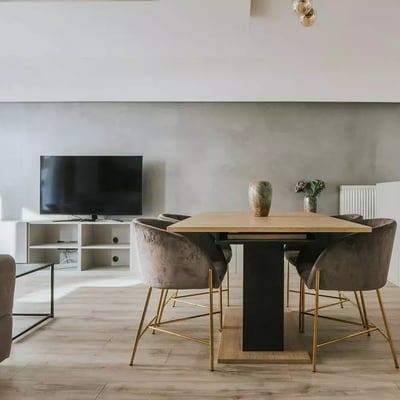 Long-term rental apartment with balcony & gym in River Point, Wrocław