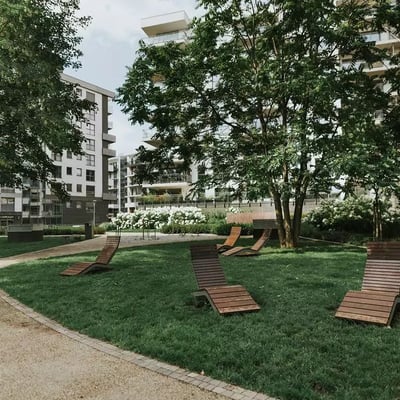 Long-term rental apartment with balcony & gym in River Point, Wrocław